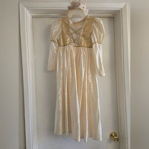 Gold and Cream Princess Dress. Gurls Enchanted Maiden Dress. Medieval Girl Dress
